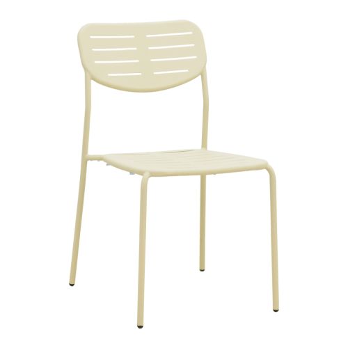 Καρέκλα Deraby pakoworld στοιβαζόμενη κρεμ μέταλλο 52.5x45.5x83εκ