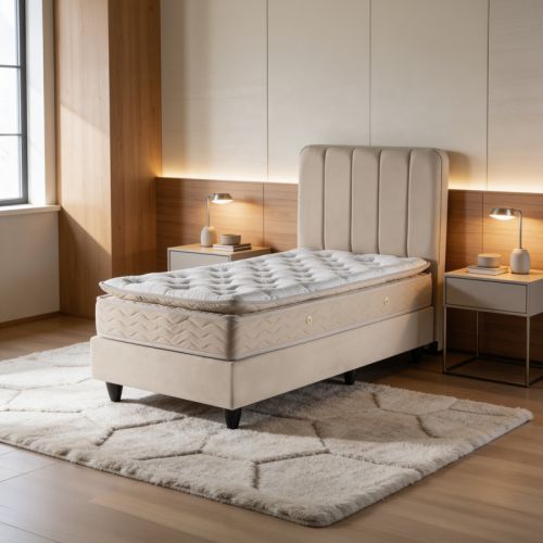 Κρεβάτι μονό Lunda pakoworld κρεμ βελούδο 90x200εκ