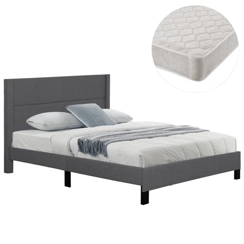 ΚΡΕΒΑΤΙ ΔΙΠΛΟ & ΣΤΡΩΜΑ TRILLOP HM21202.12 ΓΚΡΙ ΥΦΑΣΜΑ--ΓΙΑ 160x200εκ