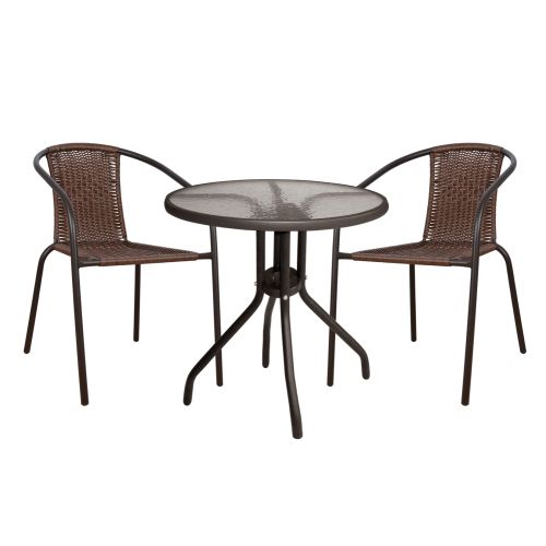 ΣΕΤ ΤΡΑΠΕΖΑΡΙΑΣ 3ΤΜΧ ΜΕ ΤΡΑΠΕΖΙ Φ70 & ΚΑΡΕΚΛΕΣ LEON ΓΚΡΙ HM5184.01