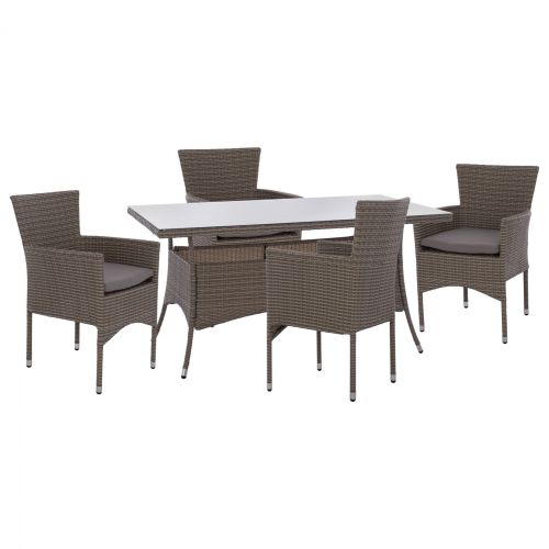 ΣΕΤ ΤΡΑΠΕΖΑΡΙΑΣ 5ΤΜΧ ΤΡΑΠ. 150Χ90 & ΠΟΛΥΘΡΟΝΕΣ WICKER RATTAN ΜΠΕΖ ΚΑΦΕ HM11714.02