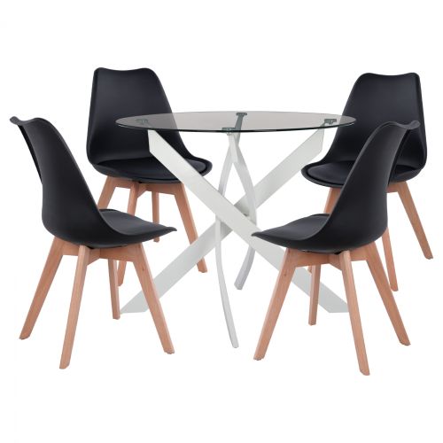 ΣΕΤ ΤΡΑΠΕΖΑΡΙΑΣ 5ΤΜΧ ΤΡΑΠΕΖΙ Φ90X74 & 4 ΚΑΡΕΚΛΕΣ VEGAS ΛΕΥΚΕΣ HM11694.01