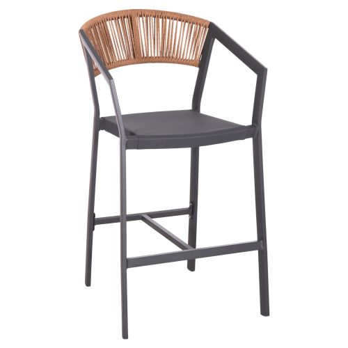 ΣΚΑΜΠΟ ΑΛΟΥΜΙΝΙΟΥ ΑΝΘΡΑΚΙ HM5892.11 ΜΕΣΑΙΟΥ ΥΨΟΥΣ ΜΕ ΜΠΡΑΤΣΑ RATTAN & TEXTLINE 55x56,5x99Yεκ.