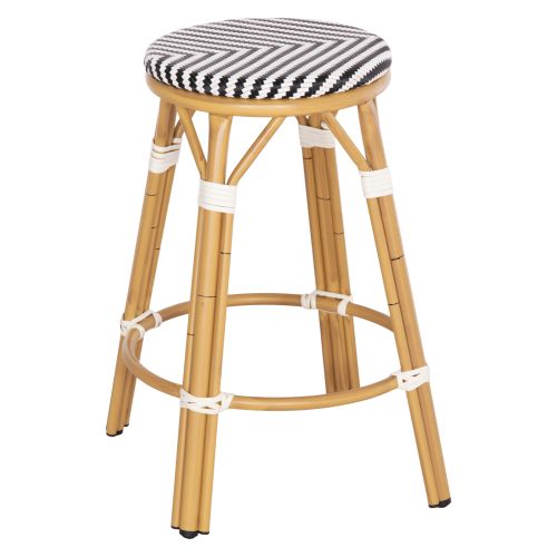 ΣΚΑΜΠΟ ΑΛΟΥΜΙΝΙΟΥ ΜΕΣ.ΥΨΟΥΣ CHINO HM6286.03 BAMBOO LOOK & TEXTILENE ΜΑΥΡΟ 43x43x65Υεκ