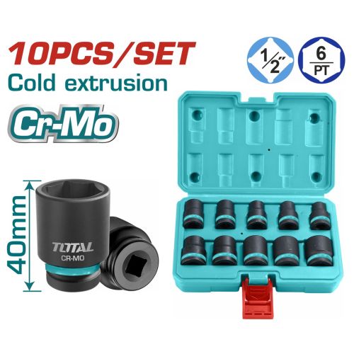 TOTAL ΣΕΤ ΚΑΡΥΔΑΚΙΑ ΑΕΡΟΣ ΕΞΑΓΩΝΑ ΜΑΥΡΑ 1/2" 10ΤΕΜ (THISTD12101)