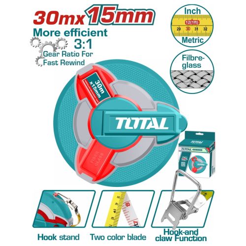 TOTAL ΕΠΑΓΓ. ΜΕΤΡΟΤΑΙΝΙΑ 30m Fibreglass (TMTF18306)