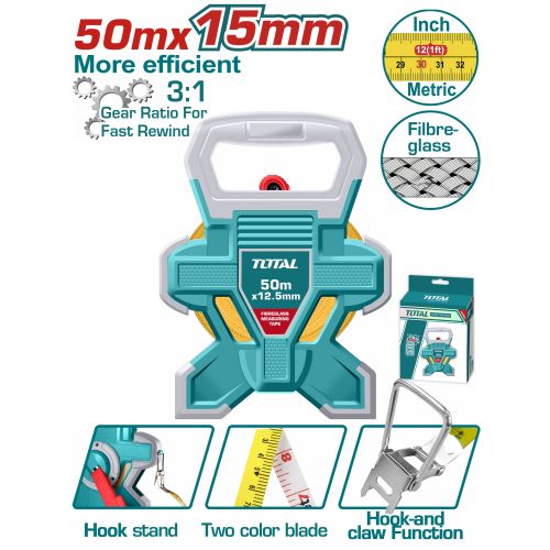 TOTAL ΕΠΑΓΓ. ΜΕΤΡΟΤΑΙΝΙΑ 50m Fibreglass (TMTF18506)